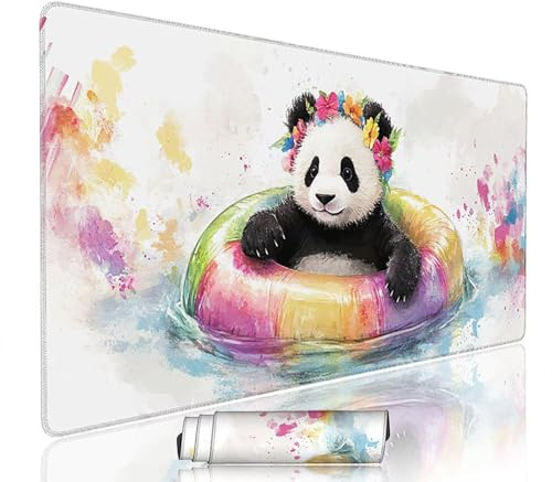 Tapis de Souris Blanc sous Main Bureau Tapis de Souris Gaming XXL 1200x600x3mm Mouse Pad Caoutchouc Panda Grand sous Main Gamer Accessoires PC Imperméable, pour Clavier Ordinateur Portable w-6491
