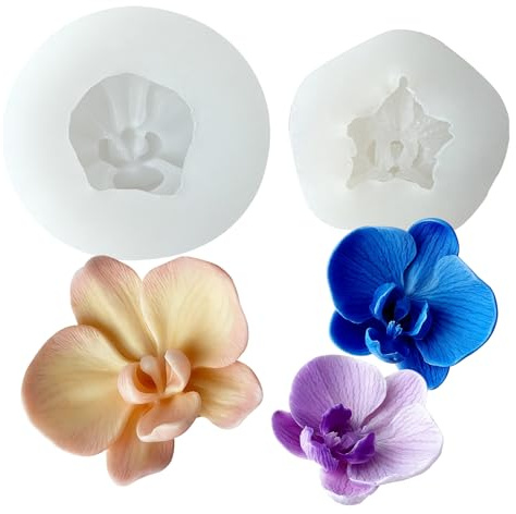 Xidmold Lot de 2 moules en silicone pour orchidées - Fleurs de fleurs et moules en spirale pour moulage en résine, bougies, savon, chocolat, décoration de gâteau et décoration de la maison