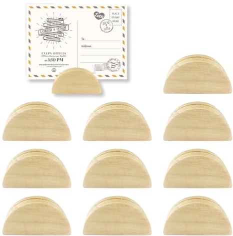 YUVKIN 10 unidades soportes para tarjetas, portatarjetas de mesa, soportes para menús, postales y fotos para restaurantes, bodas, banquetes, fiestas (madera)