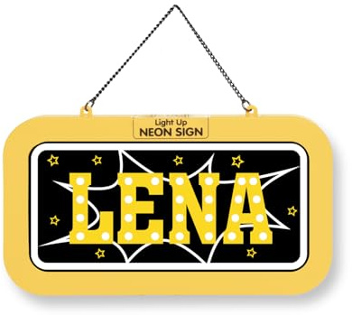 LED Leuchtschild Neonschild mit Namen, Leuchtende Wanddekoration mit Batterie, 18,7x10,3x1,6cm - Lena