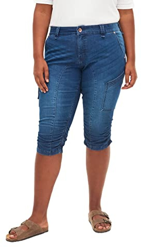 Zizzi damer stora storlekar Slim Fit Caprijeans med fickor Gr 42–56