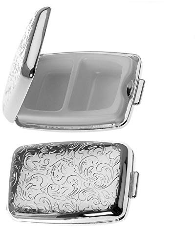 Pillendose Filigran (2 Fächer) | 4,5x6,5x1,5 cm | Premium Silber Plated versilbert | Edles Geschenk mit Box