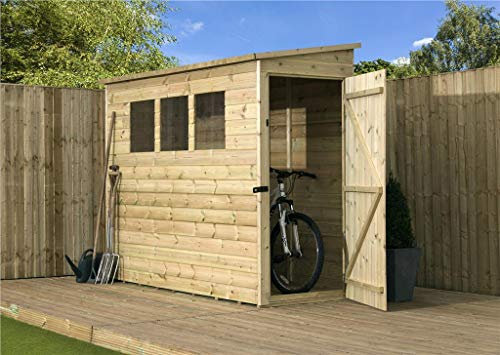 Empire 2800 Pent Garden Shed 7X3 SHIPLAP T&G 3 WINDOWS LOW SIDE PRESSURE TREATED