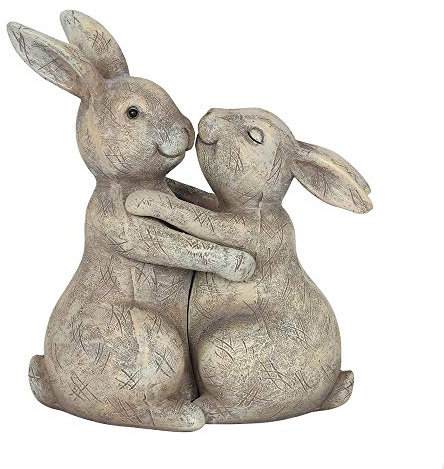 Charming Brown Bunny Couple Ornament - 11.5x9cm Centimetres - Showcase Love & Embrace Design