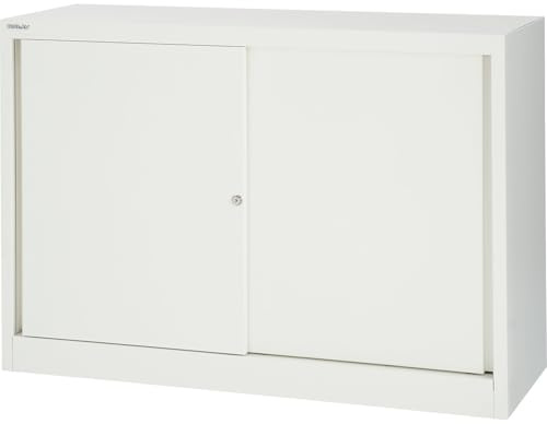 Bisley LIGHT Schiebetürenschrank ECO, 2 Ordnerhöhen, verkehrsweiß | 1 Fachboden, 2 Ordnerhöhen, verkehrsweiß