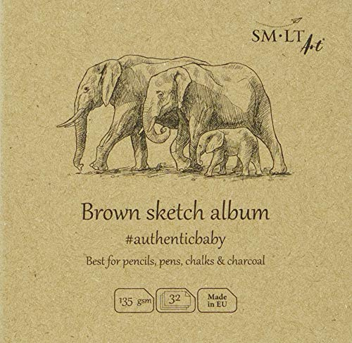 SMLT FB-32(135)/NTB/9 Authentic-baby klein quadratisch Skizzenblock, Kraft braun Papier, 135 gsm, 32 Blatt