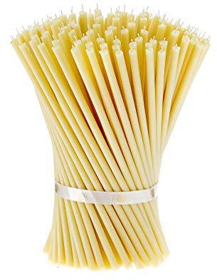 Danilovo 150 Stück Weiß Bienenwachs Kerzen - Orthodoxe Kerzen für Gebet, Rituals, Tischdeko Hochzeit - Ungiftig, Ruß - Tropffrei, Lang, Nachhaltige Produkte, N40, Höhe: 25,5 cm, Ø 7,4 mm