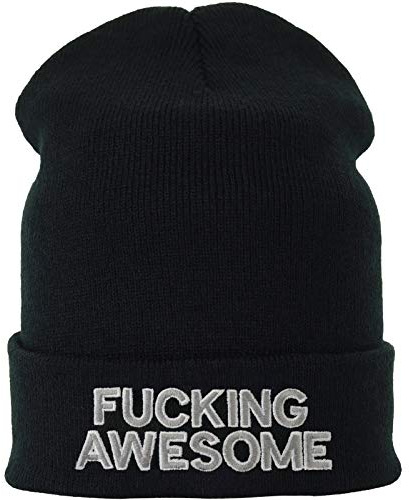 Stickad mössa: Fucking fantastisk streetwear vintermössa/ullmössa/huva män/dam/tonåring unisex sjömansmössa/rullmössa/arbetsmössa svart lång beanie mössa en storlek rolig hipster citat