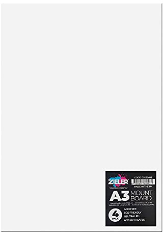 Weißes Passepartout von Zieler® | 1,4 mm stark | hochweiße Blätter (A3 (4 Blatt))
