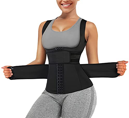 Eleady Waist Trainer Vest for Women Corset Trimmer Belt Slimming Body Shaper Tummy Control Cincher Workout Girdle (Black, Small)