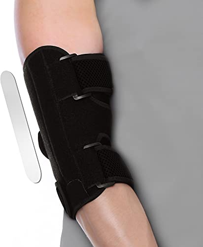 FITTOO Elbow Brace Support for Men & Women, Fully Adjustable Elbow Support with Two Removable & Firm Splints Great for Tennis & Golfers Elbow, Elbow Discomfort, Sports Protect, One Size Fits Most
