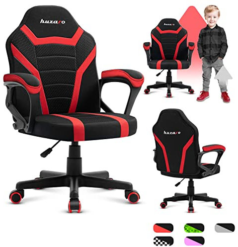 huzaro Ranger 1.0 Gaming Stuhl für Kinder Bürostuhl Gamer Chair Schreibtischstuhl ergonomisches modernes Design Armlehnen Sitzhöhenverstellung Gummiräder Rot