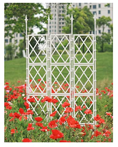 Obelisco Da Giardino, Traliccio in Ferro Robusto,Pannello A Griglia Per Reticoli in Filo Metallico Da Giardino Esterno in Metallo,Fiori Per Piante Rampicanti, Verdure,Bianca,30*130cm/11.8*51.1in
