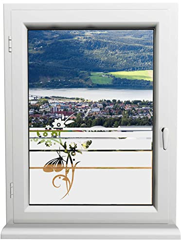 INDIGOS UG - Glasdekorfolie - Schmetterling - Sonnenschutz H50Line - Sichtschutzfolie - Fensterfolie - für die Küche, Bad ans Fenster, Sichtschutz - selbstklebend - matt - für Bad