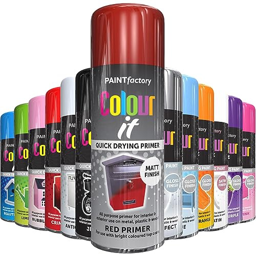 AlezyB - Red Primer 400ml All Purpose Spray Paint | Use on Metal, Wood, Plastic and Multipurpose Aerosol Professional Quality Perfect Finish, for Interior Exterior and Excellent Coverage