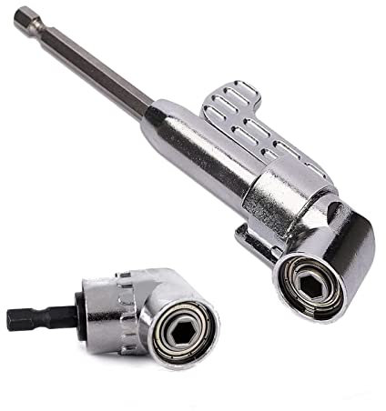 Jetisva 2pcs Right Angle Drill Adaptor - 90 & 105 Degree, 1/4 Angle Screwdriver Attachment, Magnetic Socket Holder High-Carbon Steel