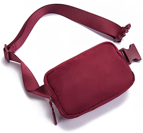 Telena Bauchtasche Damen Gürteltasche Herren, Sport Mode Hüfttaschen Frauen Brustbeutel Umhängetasche Crossbody Bag mit verstellbarem Riemen,Weinrot