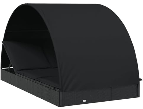 vidaXL Sonnenliege für 2 Personen mit Runddach Schwarz 211x112x140 cm