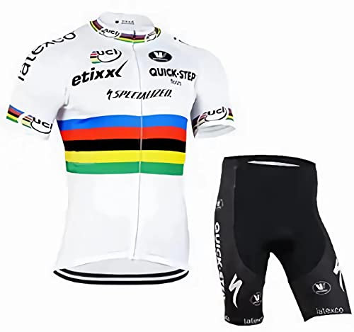 assocauicy Herren Kurzarm Fahrrad Trikot Set,Atmungsaktiv Schnell Trocknend Radtrikot Mit 4d Gel Gepolsterten Shorts Fahrradbekleidung Set FüR Mtb