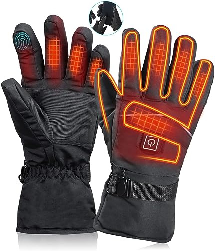 RHESHIN Gants Chauffants électriques d'hiver Chauds Imperméables avec Fonction pour écran Tactile pour Cyclisme Pêche Chasse Ski Randonnée pour Homme et Femme