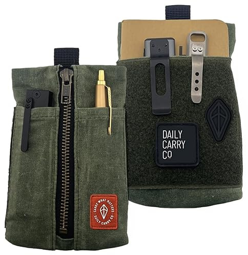 DAILYCARRYCO. EDC Canvas Pouch, Pocket Organizer, Mighty Pouch for Men, EDC Bags with Velcro, Small Tool Pouch, Utility Pouch for Multitools, Waxed Compact Organizer