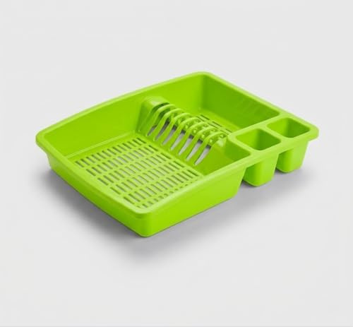 ECO Large Plastic Dish Drainer Rack | Heavy Duty Sturdy Dish Rack for Kitchen Countertop | Green Dish Drainer for Efficient Kitchen Organization & Cutlery Placement (Green)