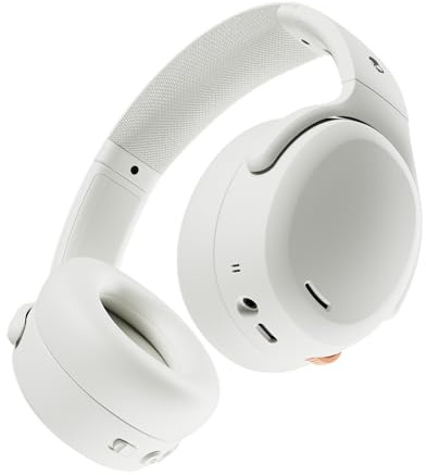 Skullcandy Crusher ANC 2 Wireless Over-Ear Bluetooth Headphones with Multi-Sensory Bass, Active Noise Cancelling, Up to 60 Hours Battery, Microphone for iPhone Android - Bone