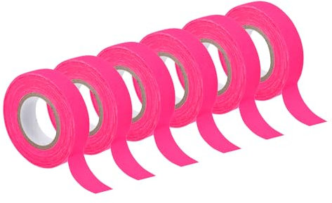 sourcing map 6 Rollos de Cinta Adhesiva de Tela de Gaffer Neón, 0.6 pulgadas x 32.8 pies Cinta que Brilla en la Oscuridad Cinta Adhesiva Fluorescente Luz Negra, Rosa