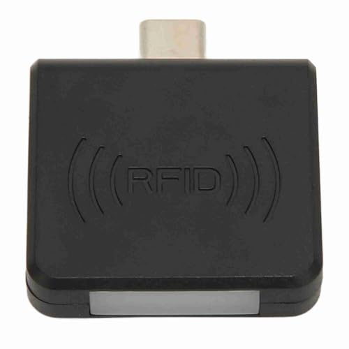 125 kHz EM4100 RFID-ID-Kartenleser mit Typ-C-Steckerschnittstelle, RFID-ID-Handy-Kartenleser Unterstützt OTG-Funktion, Kartenleser für PC, Telefon, Tablet, Plug-and-Play (Black)