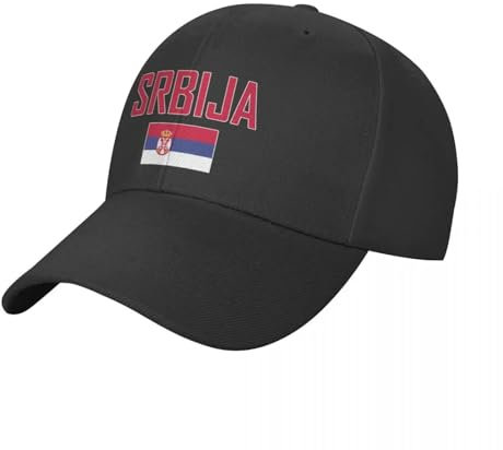 Baseballkappen Für Herren - Leichte Kappen Mit Serbischer Nationalflagge, Verstellbare Mütze Im Polo-Stil, Klassische Sport-Freizeitmütze, Sommer-Sonnenhut Mit Uv-Schutz Für Unisex,Schwarz,Einhe