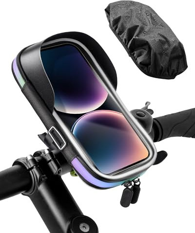 WATSABRO Handyhalterung Fahrrad Wasserdicht Handyhalter 360°Drehbarem Fahrradtasche Lenkertasche für Smartphones bis zu 7 Zoll mit Regenhaube Fahrradtasche für MTB, Rennrad, Ebike