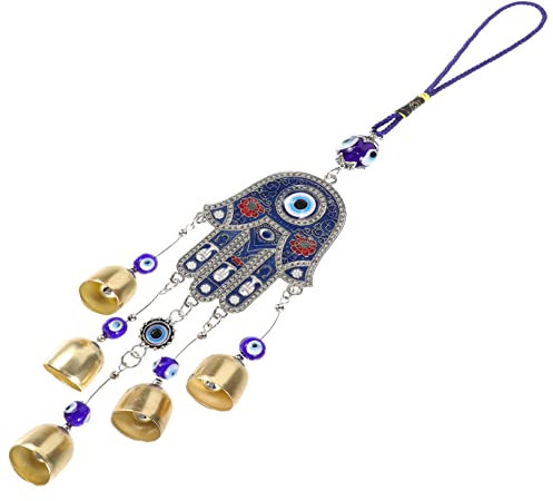 MERRYHAPY Decoración Colgante De Mano De Fátima Campanillas De Viento Amuleto De Ojo Turco para Jardín y Balcón Accesorio De Protección para Hogar y Celebraciones