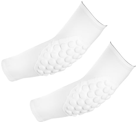 PATIKIL Jugend Ellenbogenschützer, 2er-Pack Kompressions-Arm-Schutzhülle Basketball Schutzpolster für Sport Baseball Fußball Volleyball, Weiß, YM