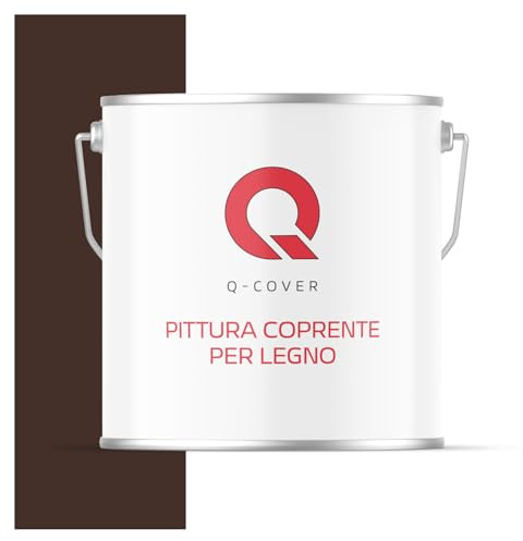 Q-COVER VERNICE COPRENTE PER LEGNO 5L SATINATA Marrone cioccolato RAL 8017 SMALTO RAL PER LEGNO PROTETTIVO INTERNI/ESTERNI ca. 80–150 ml/m²