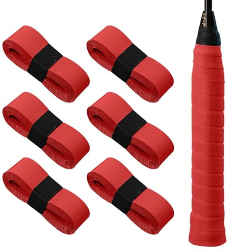 MEGAVOW 6 Stycken Tennisracket Grepptejp, Tennisracket Greppband Halkskydd Badminton Racket Greppband, Ersättande Racketgrepp för Tennis Badminton Squash Grepptejp