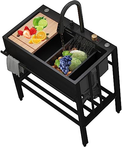 CZAOERXB Lavello da cucinaLavello da Esterno per Cucina da Giardino, lavello per Ristorante Commerciale, lavello da Cucina in Acciaio Inossidabile, lavello a Cascata Nano Raindance, lavello