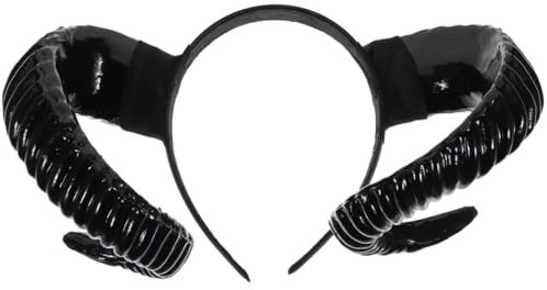 Garneck Schwarzes Schafhorn-Stirnband Hörner Kostüm Teufels-Dämonenhörner-Stirnband für Halloween-Kostüm Hörner Kopfschmuck Cosplay, Foto-Requisiten