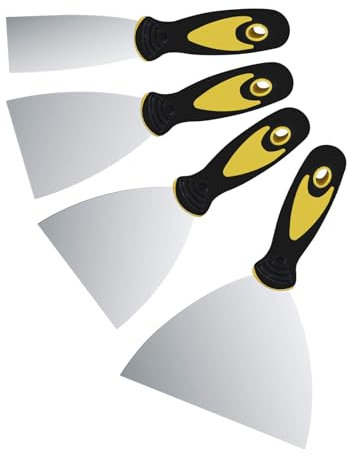 4 Stücke Spachtel Set, Stainless steel scraper Flächenspachtel mit Kunststoffgriff für Tapetenentferner, Trockenbau & Acrylmalerei, (2Zoll; 3 Zoll; 4 Zoll; 5 Zoll)