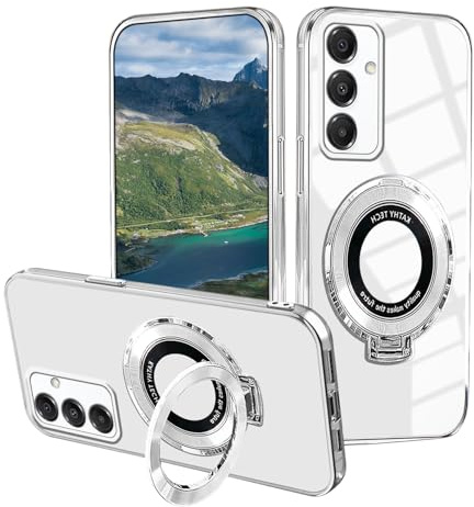 Wousunly Clear Case Compatible with Samsung A36 5G, Phone Case for Samsung Galaxy A36 5G with Magnetic Ring Holder Stand, Slim Silicone Shockproof Transparent Phone Cover (White)