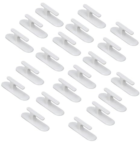 NUOBESTY Ganci Adesivi per Tende da Parete, Fermatende Autoadesivi in ABS Resistenti Fino a 1 kg, 20 Pezzi per Bagno Cucina Soggiorno Senza Forature