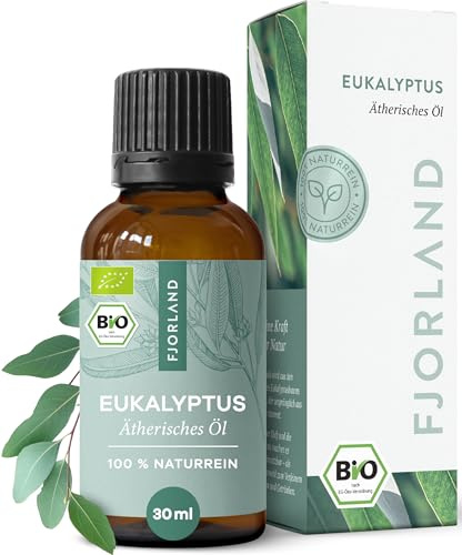 Fjorland - Bio Eukalyptusöl 100% Naturreines Eucalyptus Globulus - Ätherisches Öl Klarer, Frischer Duft für Aromatherapie - Wohltat für Atemwege, Diffuser & Hautpflege