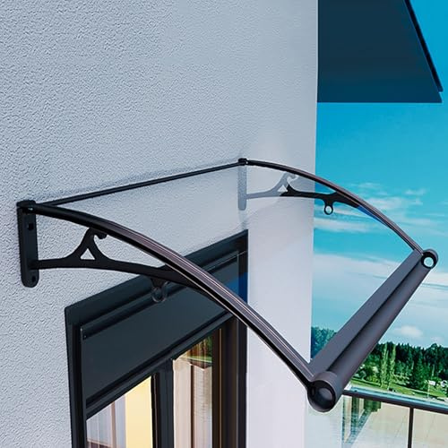 Marquise De Porte D’Entrée Moderne, Auvent De Polycarbonate Transparente Avec Support En Aluminium, Marquise D'Entrée, Pour Maison, Balcon, Fenêtres, Garage, Silencieux(W100xL120cm/39.4x47.2in)