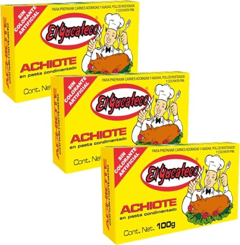 El Yucateco Achiote Paste 100g (Pack of 3) - Authentic Original Achiote Taste| Perfect Meat Marination - Pork, Chicken Beef | Great in Stews, Sauce & Rice Dishes | Gastro Group®