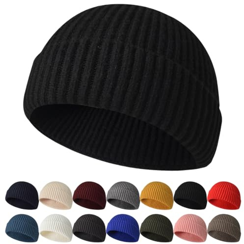 Cappello a Berretto per Uomini e Donne Cappelli Caldi Invernali in Maglia Slouchy Docker Hat Cappello Senza Visiera Berretto da Portuale Uomo Donna Docker Regolabile Cap