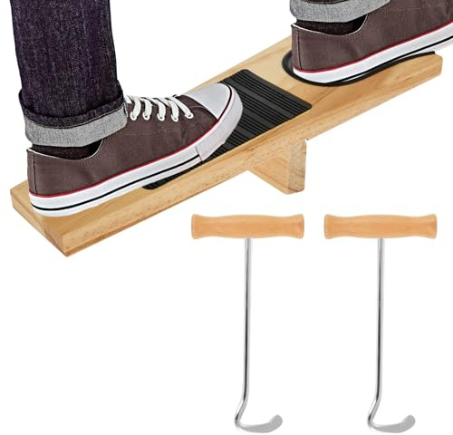 VAVPUP 3 Stück Stiefelknecht Set,Robuster Praktischem Schuhanzieher,Tragbar Schuhhaken und Schuhheber, Vielseitiges rutschfest Schuhanzieher Werkzeug für Senioren, Damen und Herren(Holzfarbe,3pcs)