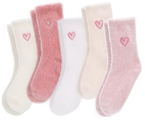 Zourglow Chaussettes Hiver pour Femme, 5 Paires Épaisses et Douces Chaussettes Chaudes EU 36-42, Chaussette Thermiques Cadeau pour Femme Filles (Amour)