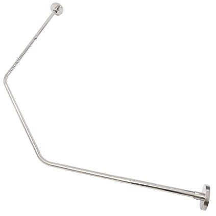QIERF Edelstahl Duschvorhangstange, Diamant-Form Duschvorhang Halterung Verstellbare Duschstange Ecke 45-75cm, Silber, Ohne Bohren Option für Badezimmer Ecke Badewanne