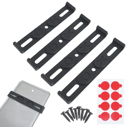 License Plate Mount, 4PCS Weather-Proof Frameless License Plate Frame, Frameless Clip Number Holder for licence plates For Front And Rear Car Tags Enhance Your Vehicle's Look