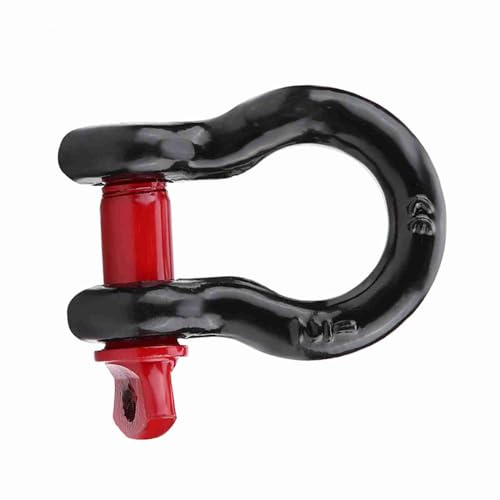 Fockety Reliable Galvanized D Ring Shackles for Tie Downs, 41000lbs Break Strength, Steel Black Red (2T)