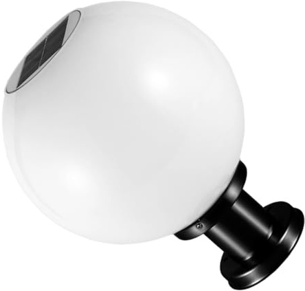 Alasum Lampione Solare da Giardino Sfera LED con Base in Acciaio | Lampioni da Giardino Solari, Lampada da Esterno Bianca, Sensore Automatico
